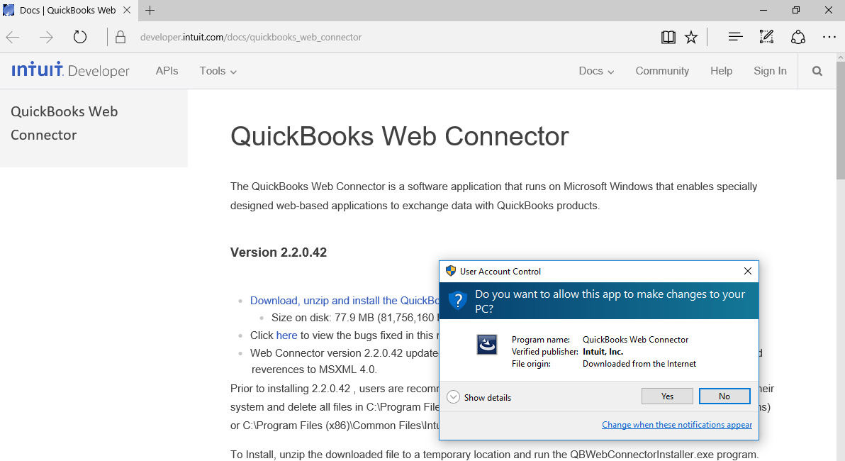 Download and install QuickBooks Web Connector