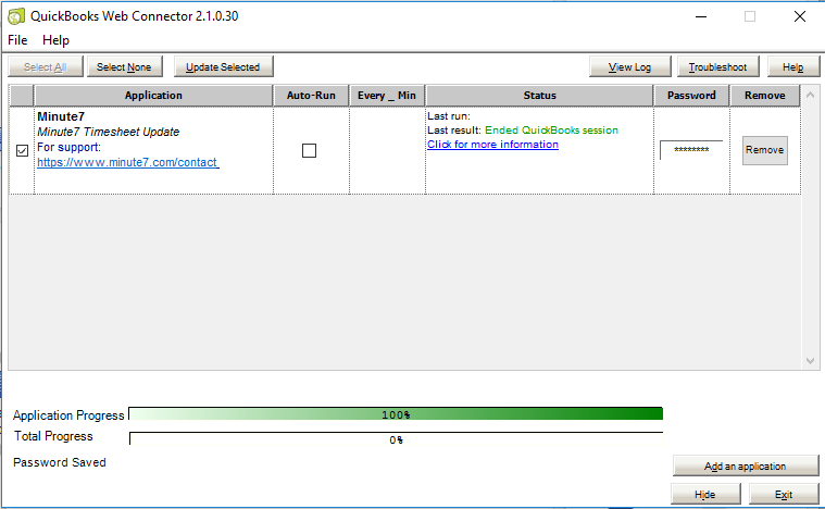 Synchronize Minute7 with QuickBooks